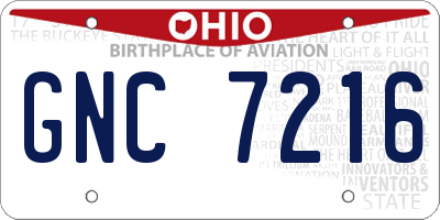 OH license plate GNC7216