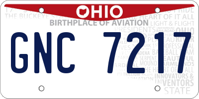 OH license plate GNC7217
