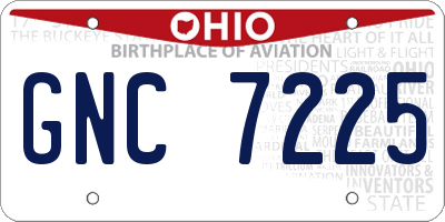 OH license plate GNC7225