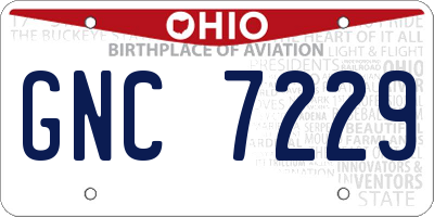 OH license plate GNC7229