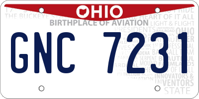 OH license plate GNC7231