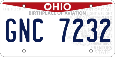 OH license plate GNC7232