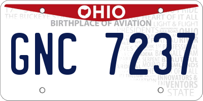 OH license plate GNC7237