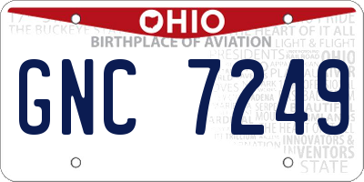 OH license plate GNC7249