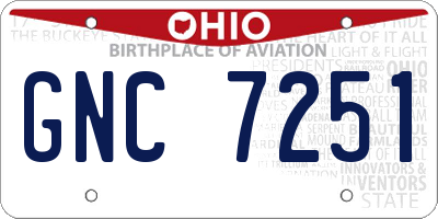 OH license plate GNC7251