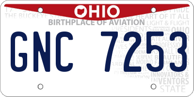 OH license plate GNC7253