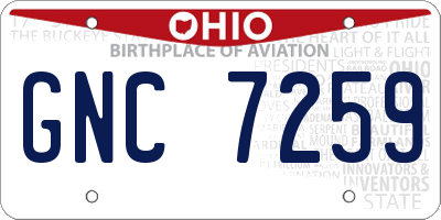 OH license plate GNC7259