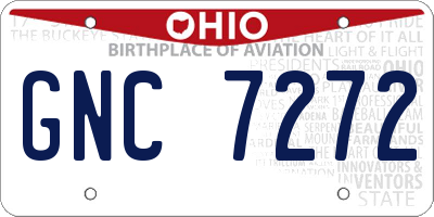 OH license plate GNC7272