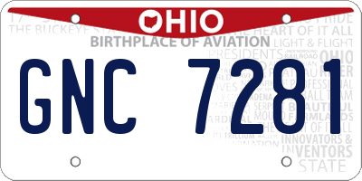 OH license plate GNC7281