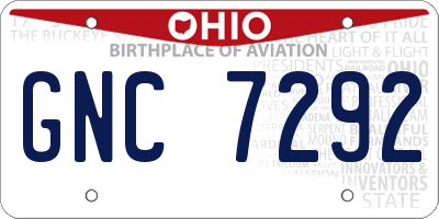 OH license plate GNC7292