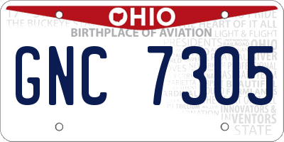 OH license plate GNC7305