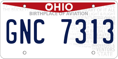 OH license plate GNC7313