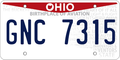 OH license plate GNC7315