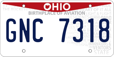 OH license plate GNC7318