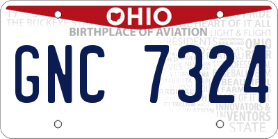 OH license plate GNC7324