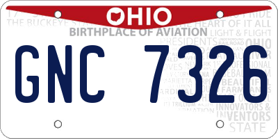 OH license plate GNC7326