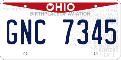 OH license plate GNC7345