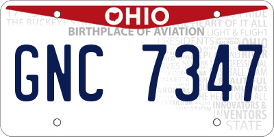 OH license plate GNC7347