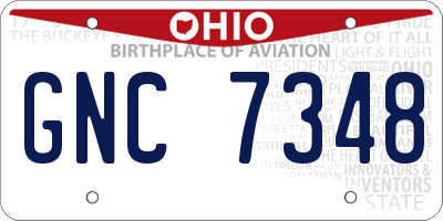 OH license plate GNC7348