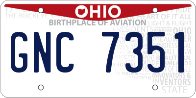OH license plate GNC7351