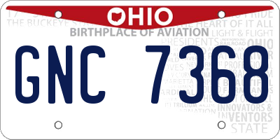 OH license plate GNC7368