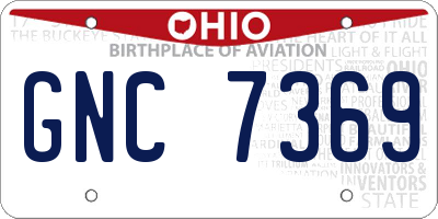 OH license plate GNC7369