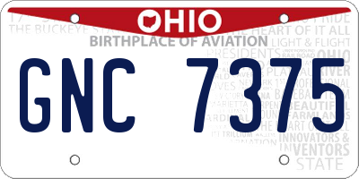 OH license plate GNC7375
