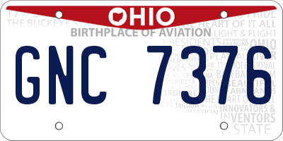 OH license plate GNC7376