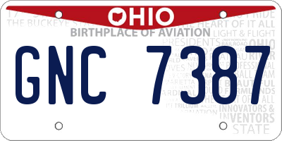 OH license plate GNC7387