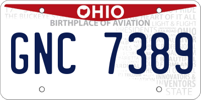 OH license plate GNC7389
