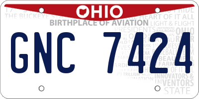 OH license plate GNC7424