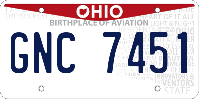 OH license plate GNC7451