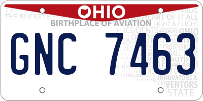 OH license plate GNC7463
