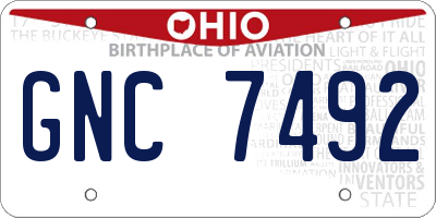 OH license plate GNC7492