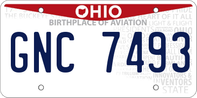 OH license plate GNC7493
