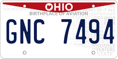 OH license plate GNC7494