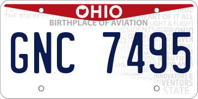 OH license plate GNC7495