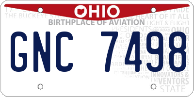 OH license plate GNC7498