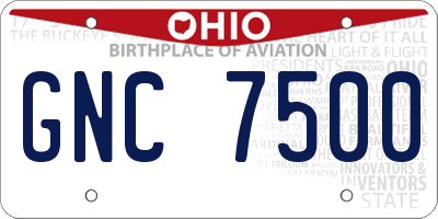OH license plate GNC7500
