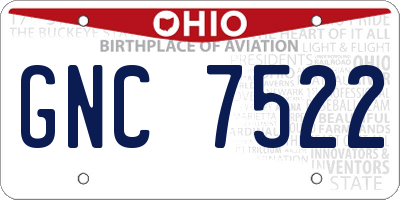 OH license plate GNC7522