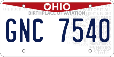 OH license plate GNC7540
