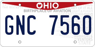 OH license plate GNC7560