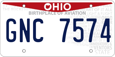 OH license plate GNC7574