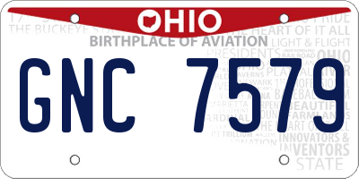 OH license plate GNC7579