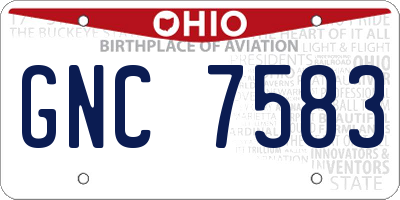 OH license plate GNC7583