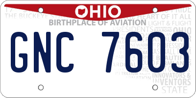 OH license plate GNC7603