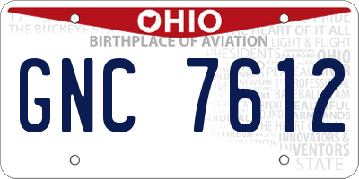 OH license plate GNC7612