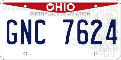 OH license plate GNC7624