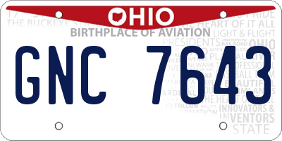 OH license plate GNC7643