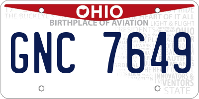 OH license plate GNC7649